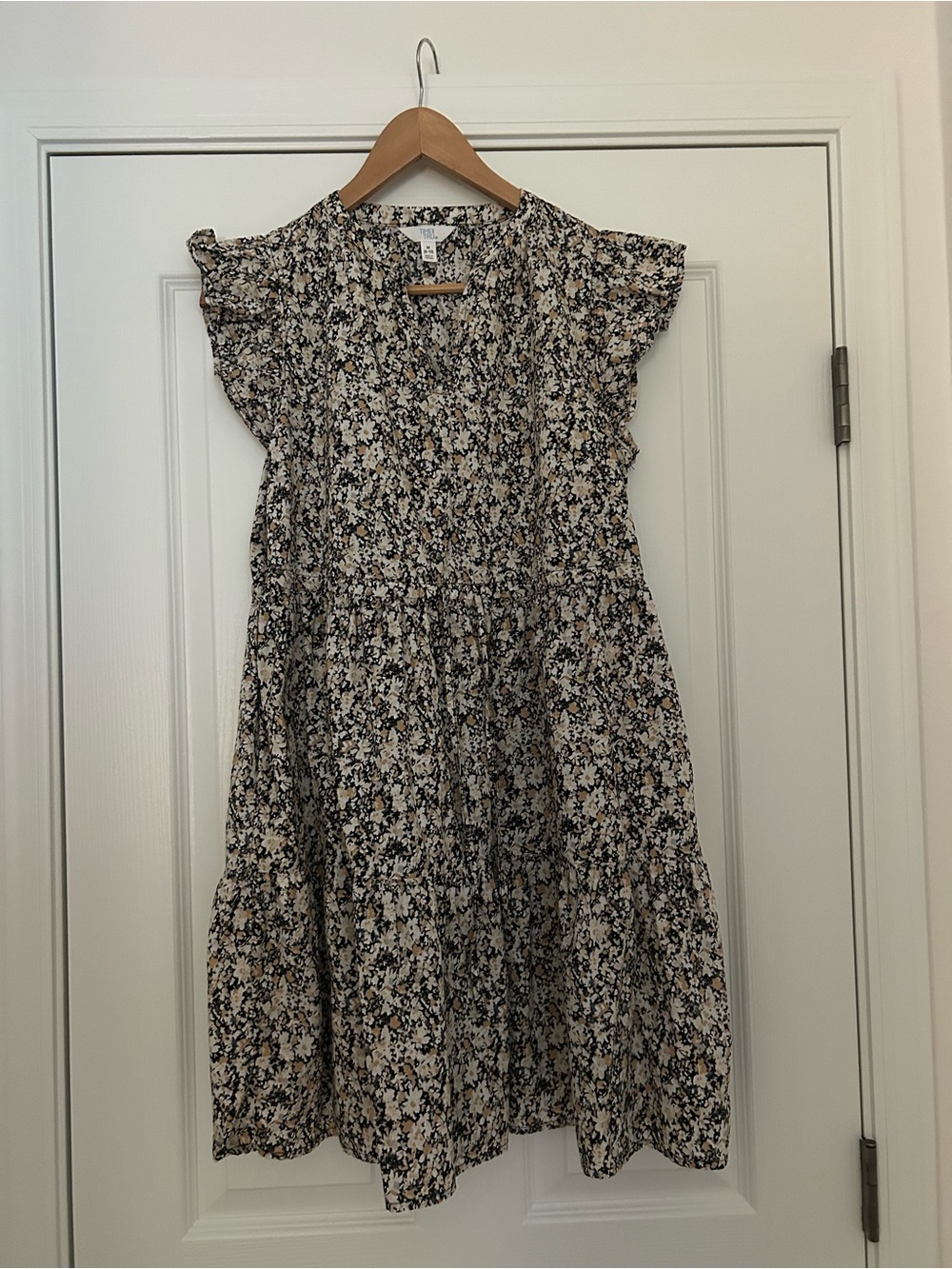 Time and Tru Cream, Black & Tan Floral Blouse Dress.